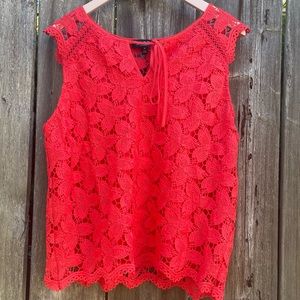 Medium Coral Lace Sleeveless Top by Laundry